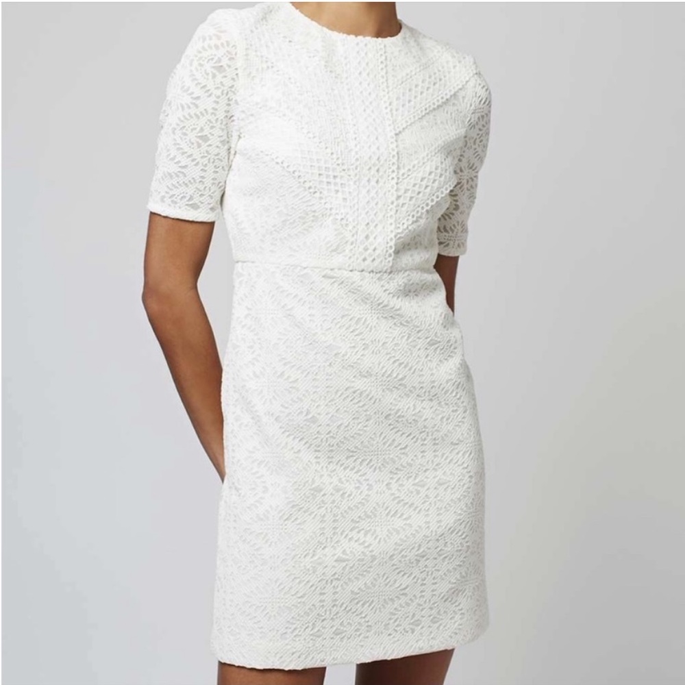 Topshop NWT Burnout Lace Shift White Dress US 6